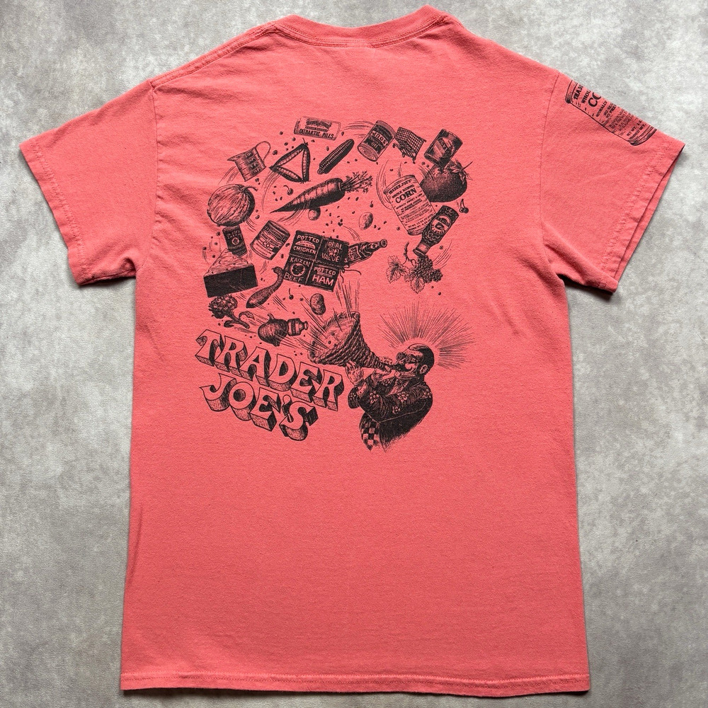 Rare Trader Joe's Corn Graphic T Shirt Small Pink Gildan Heavy Cotton Tee